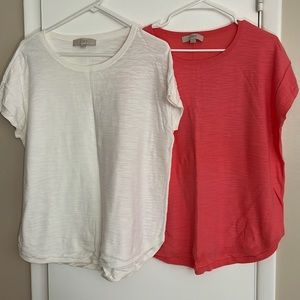 Bundle of 2 LOFT short sleeve sweaters, pink and white, size XL